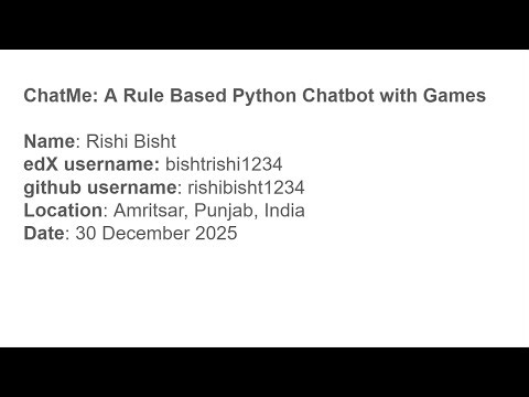 CS50: Introduction to Programming with Python (Final Project) (Rishi Bisht)