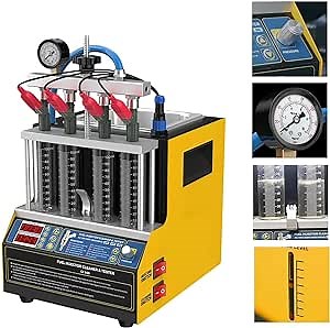 Fuel Injector Cleaner, Ultrasonic Car cleaner Car Fuel Injector Heating cleaning and Tester Machine Fuel Injection Systems Cleaner Gasoline Fuel Injector 4-Cylinders 110V
