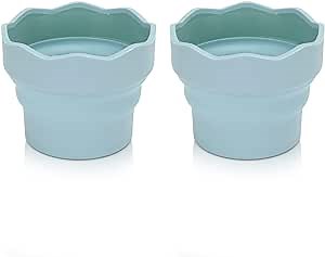 2PCS Collapsible Paint Brush Washer, Portable Silicone Washing Bucket Brush Holder Cleaner Painting Water Cup Watercolor Water Bucket Paint Brush Rinse Cup Brush Bowl for Watercolor Oil Painting
