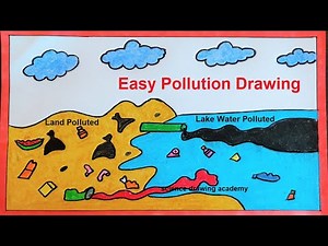 land and water pollution drawing easy and simple | science project academy