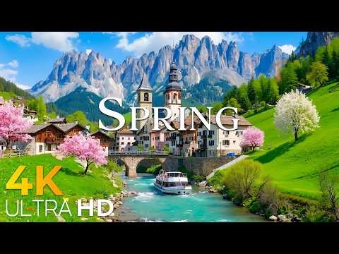 Alpine Spring in Switzerland 🌿 Green Meadows & Majestic Peaks | 4K Relaxation