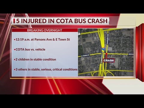 Five injured in two-vehicle east Columbus crash involving COTA bus