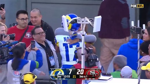 Puka Nacua shares a moment with his family after breaking the NFL rookie receiving record 💙 (🎥 @nfl) | NFL on CBS