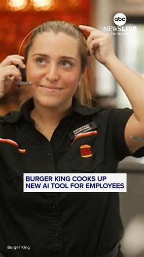Burger King is launching a new AI chatbot inside the headsets used by employees. The fast food chain says the bot, appropriately named “Patty,” is meant to be a coaching tool, helping to evaluate workers’ friendliness and customer interactions. | ABC News Live