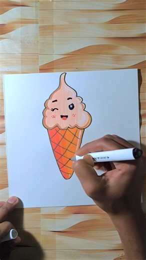 How to Draw Ice cream || Acrylic Marker Drawing Tutorial #art #easydrawing