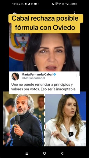 Cabal Rechaza Fórmula con Paloma Oviedo en Colombia