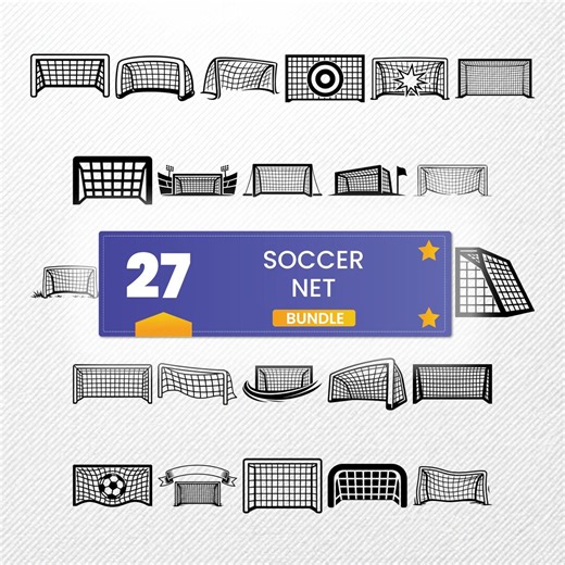 Soccer Net SVG Clipart Bundle | 27 Vector Illustrations | PNG PDF Eps Dxf | Print on Demand Graphics - Etsy