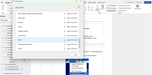 Recording of numbered list setting