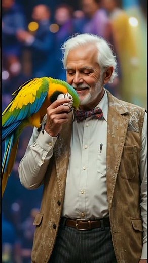 A old men in American got talent show with parrot with fusion agt Smart Clips