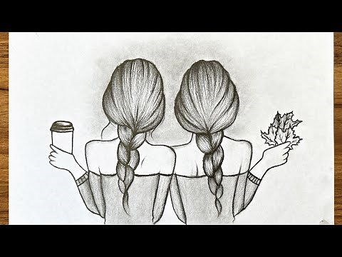 BFF Drawings Easy Step by Step | Best Friends Drawing | Pencil Drawing | Friendship Day Drawing