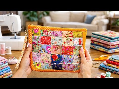 Turning Fabric Scraps into a Beautiful Patchwork Pouch | Sewing Tutorial