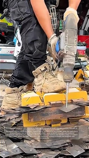 Construction Tools – Power Chisel Cutting Through Steel!