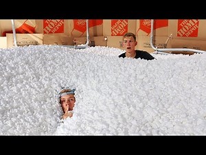 1,000,000 Packing Peanuts Secret Hidden FORT Hide and Seek!!