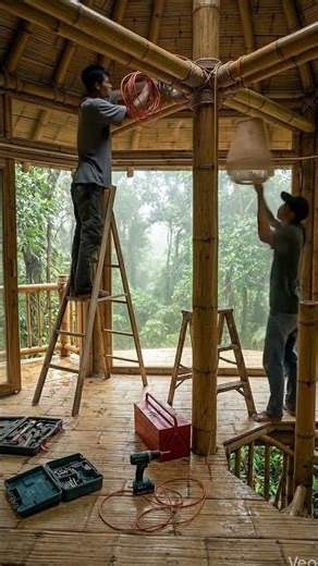 Building a Luxury Bamboo Treehouse in the Rainforest (Full Timelapse) #shorts #treehouse