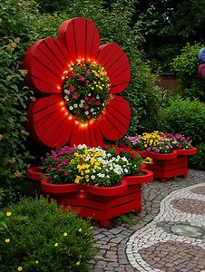 Idea para tu jardín #jardin #pallets #flores | Palletsdecor