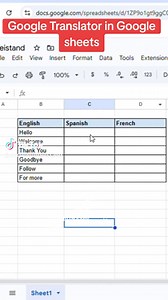 How to use Google translator in Google sheets. #excelforbeginners #googlesheets #exceltips