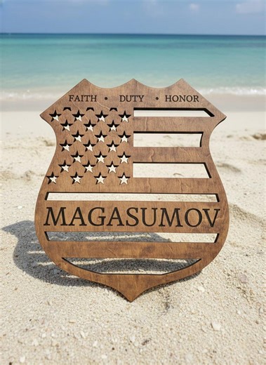 Custom Engraved Wood Police Badge Sign, Personalized Law Enforcement Gift - Etsy