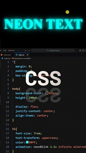 Neon Text Animation Using HTML CSS | #shorts