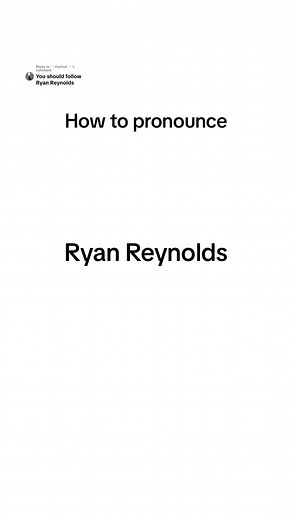 Replying to @✨Foxtrot✨ How to pronounce: @Ryan Reynolds. If you have trouble pronouncing a difficult word, please leave it in the comment section. #pronunciation #pronunciations #howtopronounce #pronunciationchallenge #pronounciation
