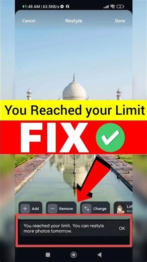 Fix You reached your limit. You can restyle more photos tomorrow | Instagram restyle not working