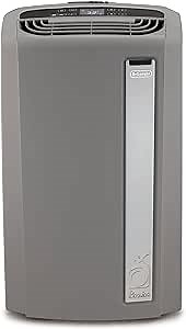 DeLonghi PACAN135EWS 3-in-1 Portable Air Conditioner, Dehumidifier & Fan + Arctic Cool Quiet Mode, Remote Control & Wheels, 550 sq. ft, Large Room, Light Gray