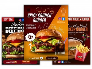 Burger Social Media Templates: Fast Food Canva Designs (30 Posts) - Etsy Canada