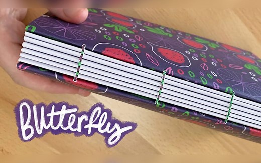 【装订|cc中字】蝴蝶式四针装订手工书制作教程【Sea Lemon】