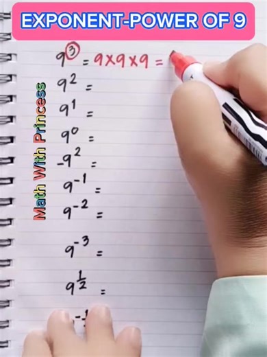 3K views · 148 reactions | @Math Review: Exponent-Power of 9 #math #mathreview #mathtutorial #mathvideo #mathematics #mathviral #mathwithprincess | Math with Princess | Facebook