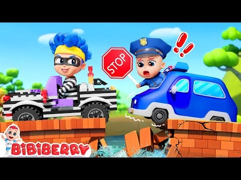 Police Car Chase Stranger Danger 🚓 Car Garage Adventure | Kids Songs | Bibiberry Nursery Rhymes