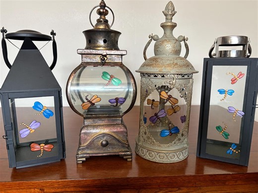 Hand Painted Dragonfly Lantern - Etsy