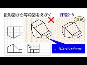 基礎製図これで完璧編15投影図から等角図をえがく復習