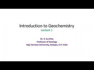 Introduction to Geochemistry Lecture 1