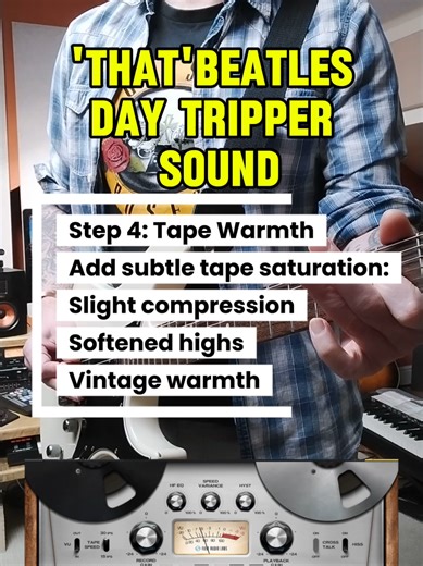 Learn how to get the classic Beatles “Day Tripper” riff tone in four simple steps. Bridge pickup, Ruby AC30 with chimey mid, preamp mid boost for punch, and subtle tape warmth for vintage glue. Perfect for recreating that iconic 60s British rock sound at home. Guitar @Yamaha Music pacifica Amp @Universal Audio Ruby Pre @Sonimus Audio Burnley Tape Fuse Audio Labs Flywheel #Beatles #GuitarTone #IconicRiffs