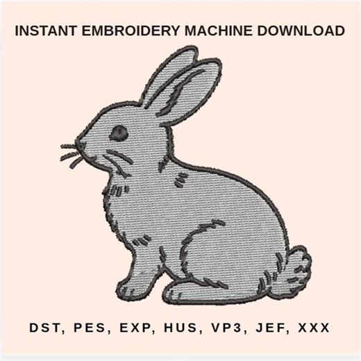 Rabbit Embroidery Design – Simple Bunny Animal Machine Embroidery Pattern - Etsy