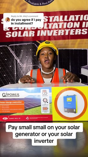 Replying to @Mr. Afej By now and pay later on Solar, pay small small for solar inverters and solar generators today #teesolarinverters #solarinverterprice #solarinverter #solarenergyforsmallbusiness #solarsystem #solarenergy #solarenergyinnigeria #solargenerator #powerstation #powerstationportable #solarpowernigeria #solarcompanyinnigeria
