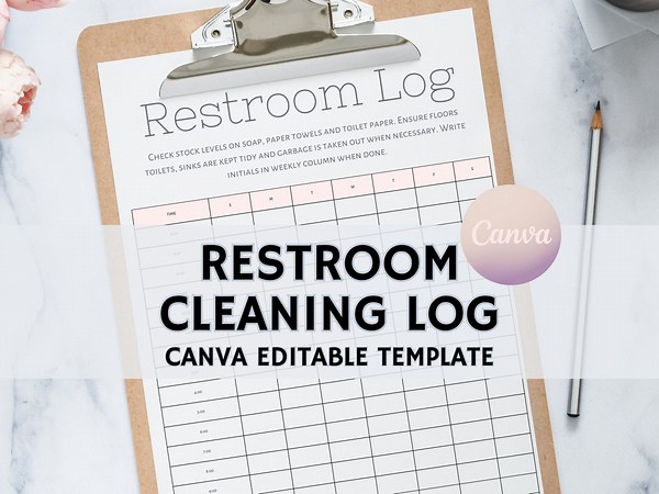 Bathroom Log, Restroom Checklist, Editable Template, Washroom Log, Cleaning Checklist, Bathroom Checklist, Bathroom Cleaning List - Etsy