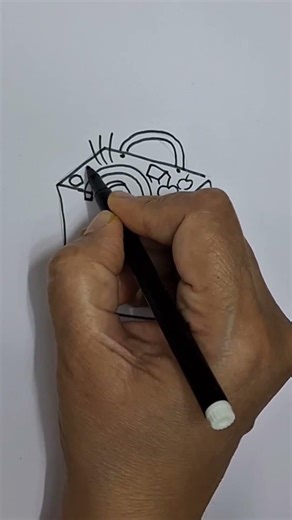 Draw grocery tote bag 🛍️ easy for beginners #drawing #totebag #easydrawing #howtodraw