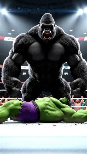 Epic Hulk vs Gorilla Battle 3D Animated Fight in the Ring Action Short #hulk #gorila #fighting