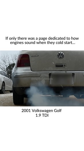 Engine Cold Starts on Instagram: "Cold start of a 2001 Volkswagen Golf 1.9 TDI. The engine cranks briefly, fires up cold, and settles into a steady diesel idle with classic TDI clatter and light exhaust haze as it begins to warm. #enginecoldstarts #enginecoldstart #coldstart #volkswagen #vw #golf #volkswagengolf #19tdi #tdi #diesel #inline4 #i4 #turbodiesel #fwd #hatchback #vag #dieselcar #europeancars #exhaustsound"