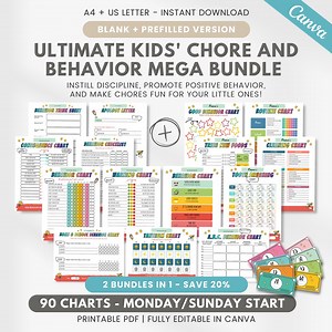 ADHD Kids Executive Function Success Pack – Editable Chore & Behavior Charts (canva Template) - Etsy UK