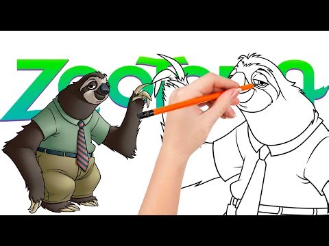 How to draw Flash the Sloth from Zootopia | Easy step by step tutorial