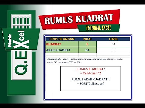 Rumus Kuadrat dan Akar Kuadrat Pangkat dua di Excel