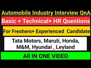 Automobile Industry Interview Question & Answers| Maruti, Tata Motors, Mahendra Interview Experience