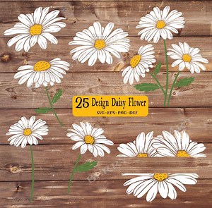Daisy SVG Clipart: Flower Monogram, Silhouette Cut Files - Etsy