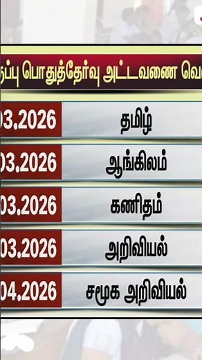 10th Exam Time Table