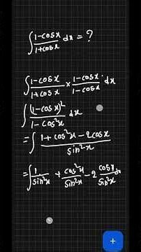 Evaluate ∫(1-cos x)/(1+cos x) dx | Cengage Integration 7.5 #Shorts #Maths