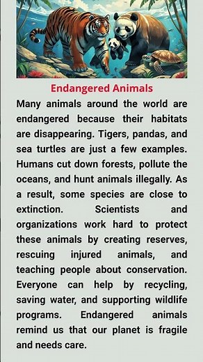 Endangered Animals #learnenglish #readingeanglish #shorts
