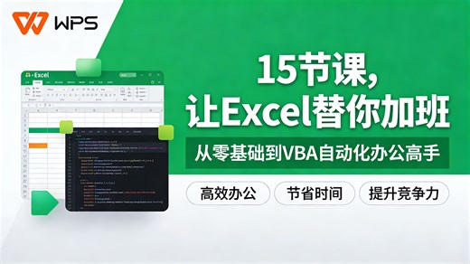零基础 Excel VBA 自动化办公全教程，15 节课搞定职场表格批量处理，告别复制粘贴、熬夜加班，办公小白也能学会的 Excel 高效办公实战课