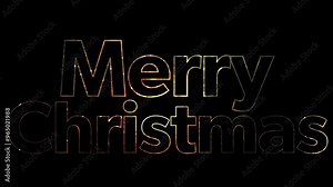 An animated "Merry Christmas" text with a transparent background. the first 4ish seconds is a sample with a black background and then it goes transparent. Great for the upcoming holiday season!