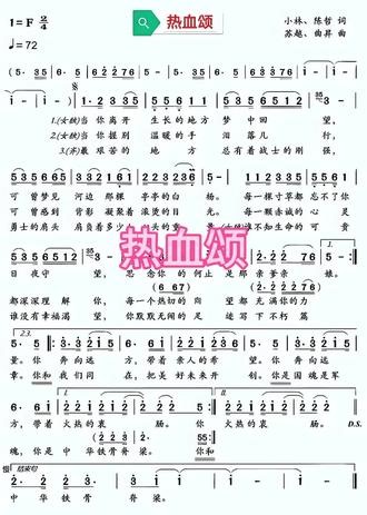 #简谱分享 #《热血颂》#